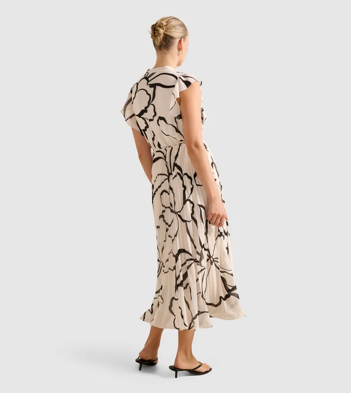 forever new  MORGAN Pleated Midi Dress for Women | Best Price UAE